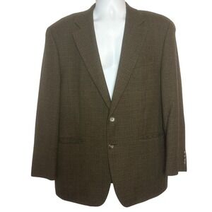 Chaps Mens 40R Houndstooth New Wool Sport Coat Blazer 2 Button Career Brown Fall